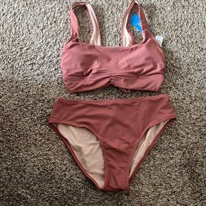 Cupshe rose pink size medium tie back top bikini